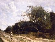 Jean Baptiste Camille  Corot Horseman on the road oil painting artist